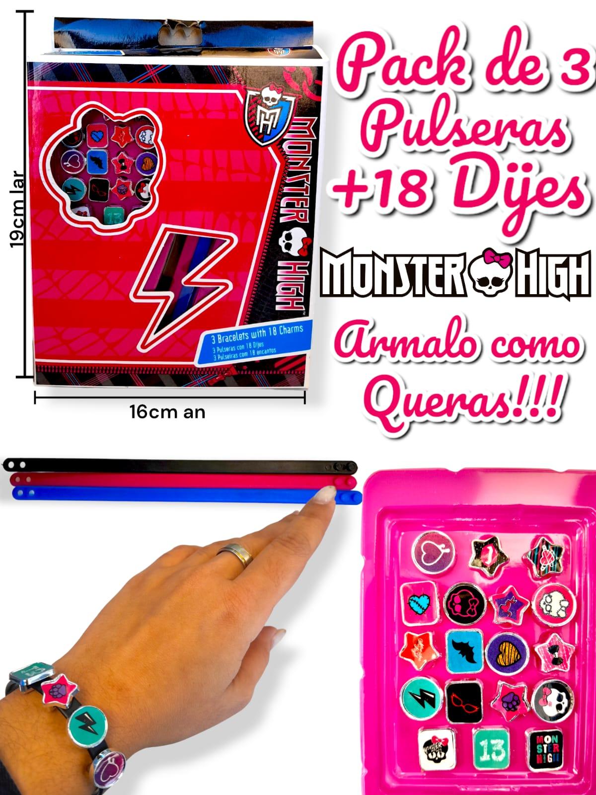 Pack de 3 Pulseras + 18 Dijes Monster High